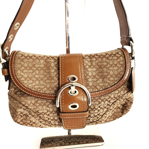 Coach 2008 Signature Small Soho Flap Shoulder Bag F12308 , Brown - Picture 2 of 7